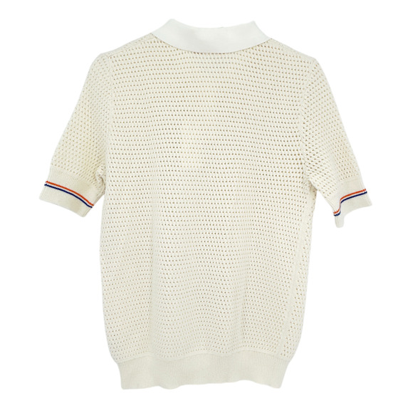 TORY BURCH Mesh Polo Sweater in White L - Picture 2 of 8